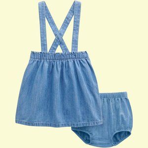 NWT 2 Piece Organic Chambray Jumper/ Dress & Bloomers